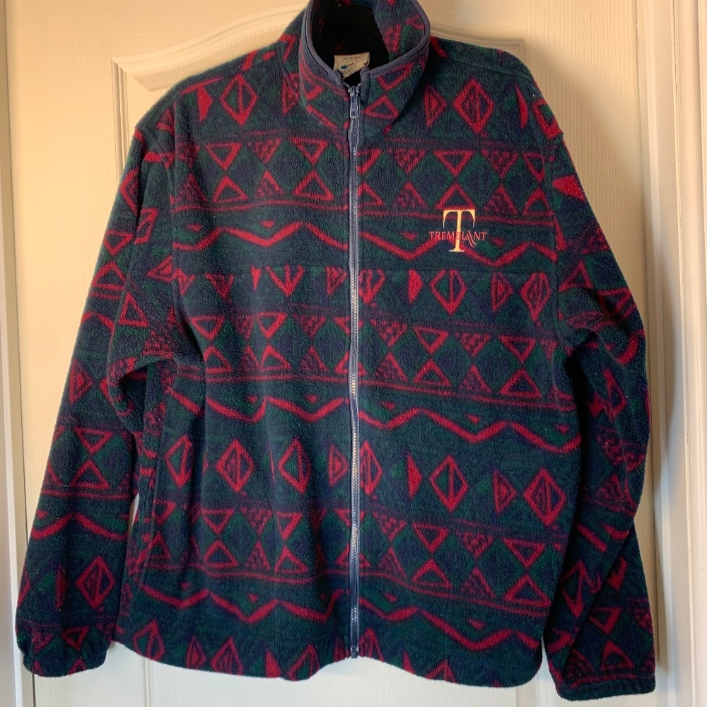 Vintage Canadian Polar Bear Tremblant Full-Zip Fleece Jacket Geometric L Outdoor